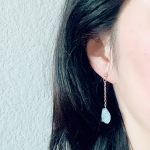 Load image into Gallery viewer, Raw Aquamarine Chain Earrings