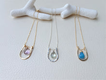 Load image into Gallery viewer, Gemstone Horseshoe necklace