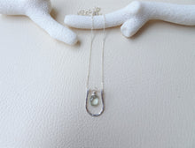 Load image into Gallery viewer, Green Amethyst Silver Necklace, Horseshoe Pendant