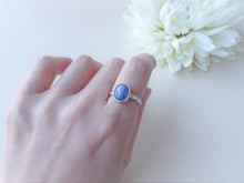 Load image into Gallery viewer, Kyanite Silver Ring, Mystic Blue Cabochon Ring