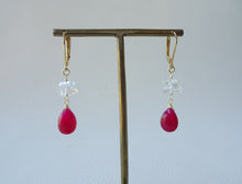 Load image into Gallery viewer, Red Drop Stone and Herkimer Diamond Earrings