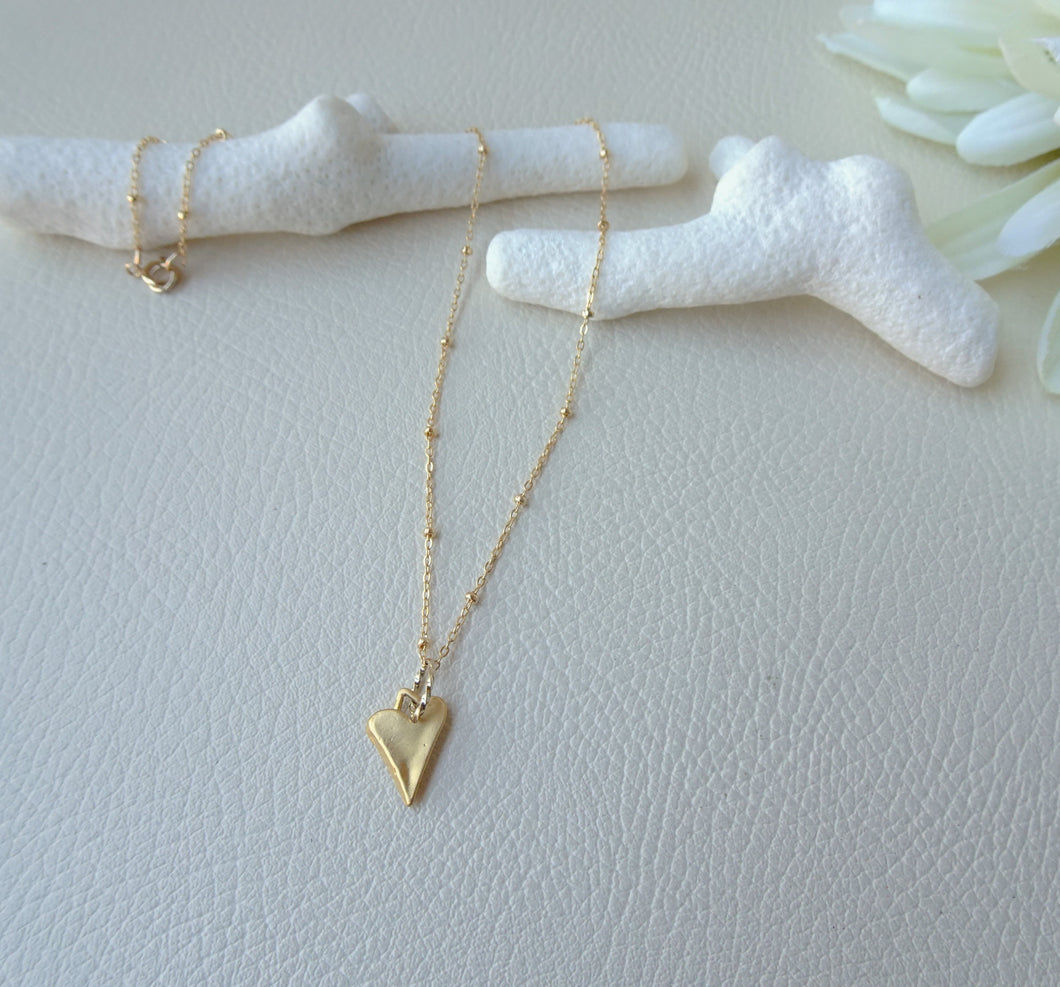 Gold Heart Necklace, Lovely Charm Necklace
