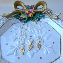 Load image into Gallery viewer, Gold Heart Dangle Earrings and matching necklace