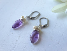 Load image into Gallery viewer, Amethyst Wire Wrapped Short Earrings