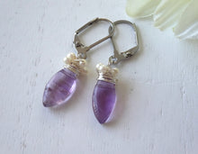 Load image into Gallery viewer, Amethyst Wire Wrapped Short Earrings