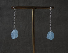 Load image into Gallery viewer, Raw Aquamarine Chain Earrings