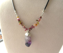 Load image into Gallery viewer, Deep Purple Amethyst Leather Cord Necklace