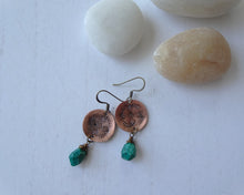 Load image into Gallery viewer, Green Malachite Mandala Earrings