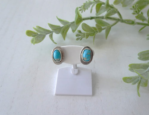Turquoise Stud Earrings, Blue Navajo Jewelry
