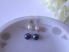 Load image into Gallery viewer, Peacock and white Pearl Earrings