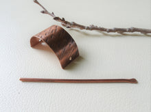 Load image into Gallery viewer, Boho Hair Cuff, Minimalist Bun Holder, Copper Hair Slide