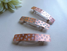 Load image into Gallery viewer, Narrow Flower Stamped Rectangle Barrette