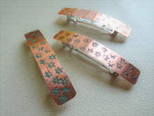 Load image into Gallery viewer, Narrow Flower Stamped Rectangle Barrette