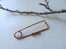 Load image into Gallery viewer, Copper Shawl Pin, Handforged Large Safety Pin