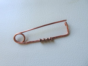 Copper Shawl Pin, Handforged Large Safety Pin