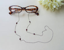 Load image into Gallery viewer, Garnet Eyeglasses Holder Necklace, Eyeglasses Chain, Sunglasses Strap 