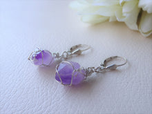 Load image into Gallery viewer, Raw Amethyst Wire Wrapped Earrings
