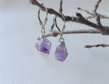 Load image into Gallery viewer, Raw Amethyst Wire Wrapped Earrings