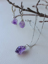 Load image into Gallery viewer, Raw Amethyst Wire Wrapped Earrings