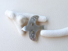 Load image into Gallery viewer, Flying Bird Brooch, Minimalist Bird Pin, Silver Bird Scarf Pin