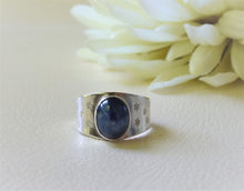 Load image into Gallery viewer, Silver Kyanite Wide Band Ring, Adjustable Wrap Ring