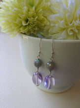 Load image into Gallery viewer, Pink Amethyst and Labradorite Duo Earrings