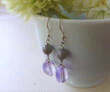 Load image into Gallery viewer, Pink Amethyst and Labradorite Duo Earrings