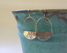 Load image into Gallery viewer, Gold and Silver Half Moon Earrings, Abstract Jewelry