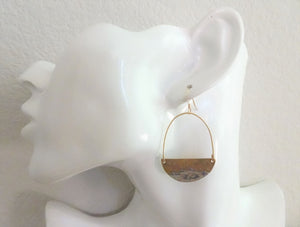 Gold and Silver Half Moon Earrings, Abstract Jewelry
