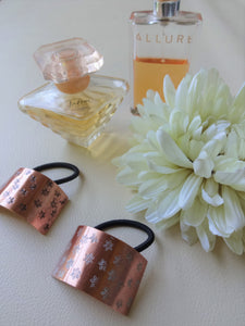 Floral Pony Cuff, Rectangle Copper Hair Tie.