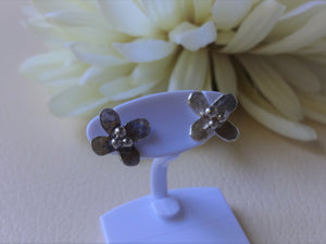 Tiny Silver Flower Studs, Handcrafted Flower Earrings For Her.