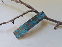 Load image into Gallery viewer, Narrow Blue Patina Barrette, Rustic Rectangle Barrette