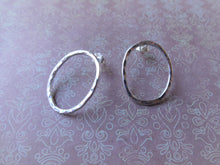 Load image into Gallery viewer, Silver Oval Loop Earrings, Minimalist Jewelry.