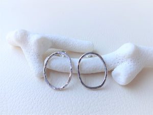Silver Oval Loop Earrings, Minimalist Jewelry.