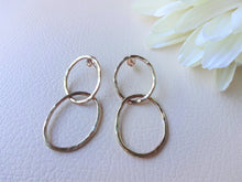 Load image into Gallery viewer, Gold Double Loop Earrings, Modern Minimalist Jewelry.
