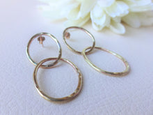 Load image into Gallery viewer, Gold Double Loop Earrings, Modern Minimalist Jewelry.