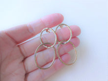 Load image into Gallery viewer, Gold Double Loop Earrings, Modern Minimalist Jewelry.