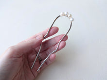 Load image into Gallery viewer, Pearl Hair Stick, Silver Hair Fork, Wedding Hair Pins