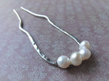 Load image into Gallery viewer, Pearl Hair Stick, Silver Hair Fork, Wedding Hair Pins