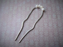 Load image into Gallery viewer, Pearl Hair Stick, Silver Hair Fork, Wedding Hair Pins