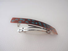 Load image into Gallery viewer, Caribbean Green Floral Barrette, Rectangle Hair Clips.