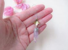Load image into Gallery viewer, Amethyst and gold flower necklace, Raw Amethyst Pendant