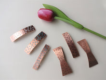 Load image into Gallery viewer, Rectangle Hair Clip, White Hand Stamped Floral Hair Barrette.