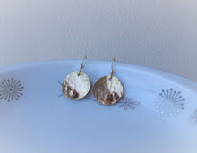 Load image into Gallery viewer, Gold Circle Dangle Earrings with Granules