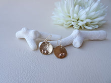 Load image into Gallery viewer, Gold Circle Dangle Earrings with Granules