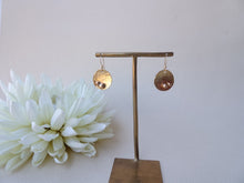Load image into Gallery viewer, Gold Circle Dangle Earrings with Granules