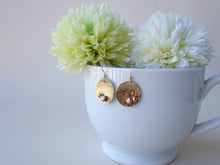 Load image into Gallery viewer, Gold Circle Dangle Earrings with Granules