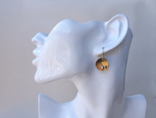 Load image into Gallery viewer, Gold Circle Dangle Earrings with Granules