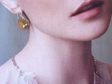 Load image into Gallery viewer, Gold Circle Dangle Earrings with Granules