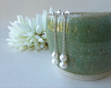 Load image into Gallery viewer, Akoya Pearl Chain Drop Earrings